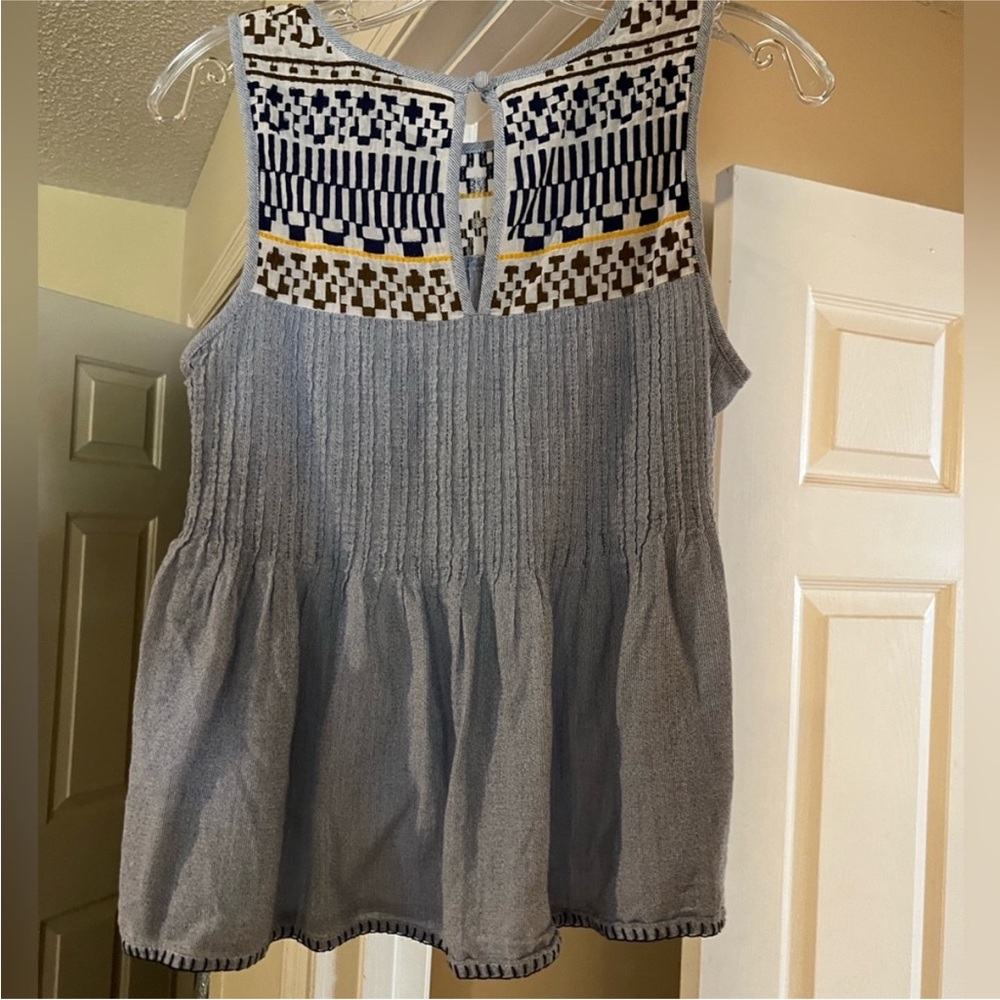 Lucky Brand 100% Cotton Sleeveless Embroidered Top – Size Medium - Picture 5 of 8